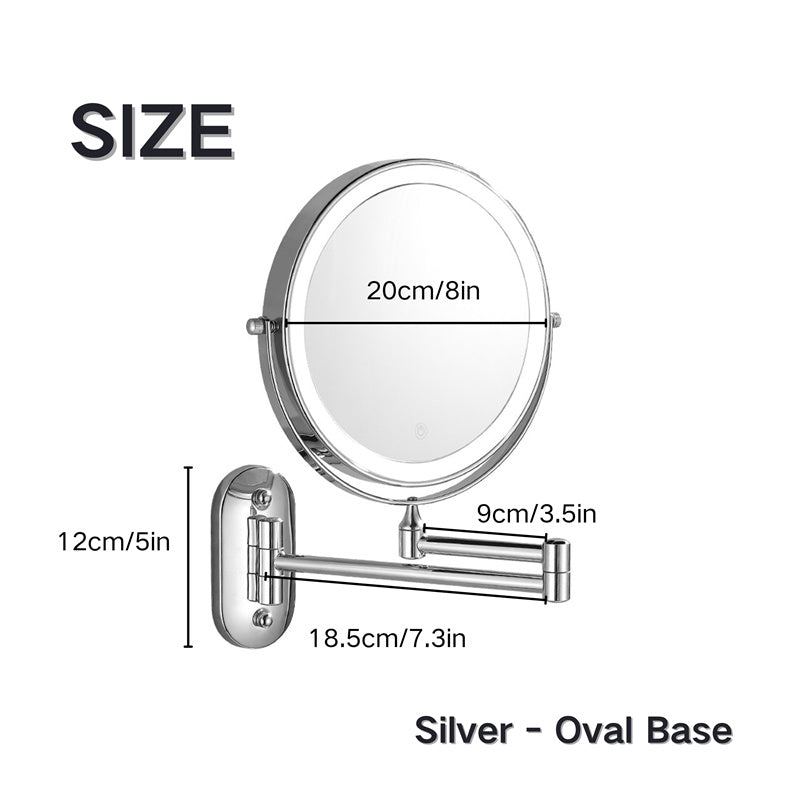 Wall Mounted Rechargeable LED Shaving Mirror with 1X/10X Magnification
