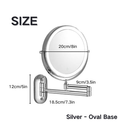 Wall Mounted Rechargeable LED Shaving Mirror with 1X/10X Magnification