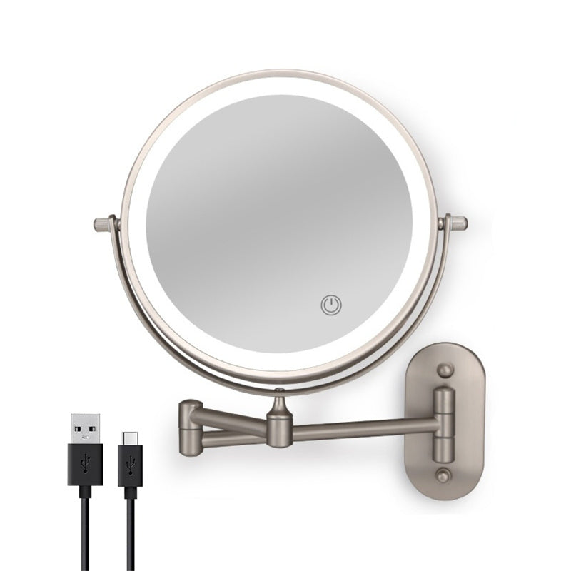 Wall Mounted Rechargeable LED Shaving Mirror with 1X/10X Magnification