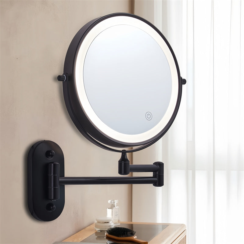 Wall Mounted Rechargeable LED Shaving Mirror with 1X/10X Magnification