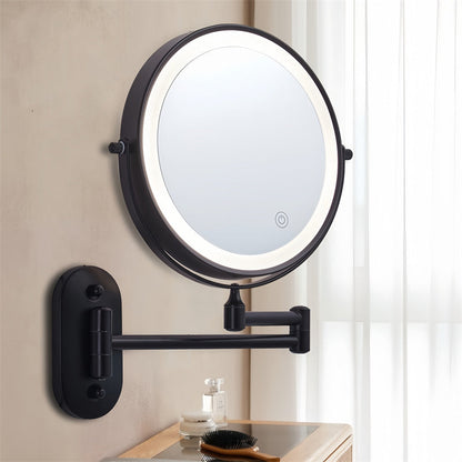 Wall Mounted Rechargeable LED Shaving Mirror with 1X/10X Magnification