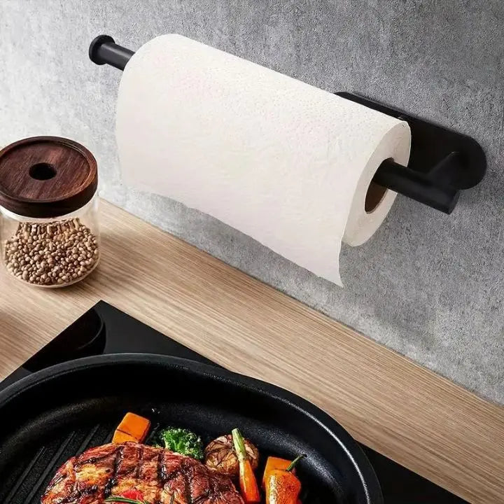 Wall-Mounted Stainless Steel Paper Towel Holder No-Drill Kitchen Roll Organiser