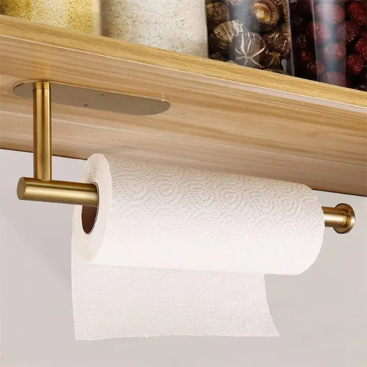 Wall-Mounted Stainless Steel Paper Towel Holder No-Drill Kitchen Roll Organiser