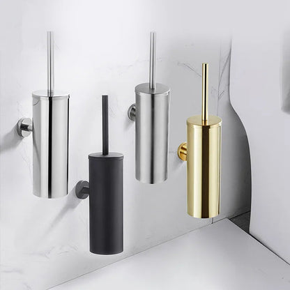 Wall-Mounted Stainless Steel Toilet Brush Holder for Modern Bathrooms