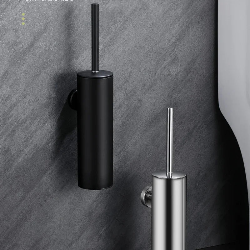 Wall-Mounted Stainless Steel Toilet Brush Holder for Modern Bathrooms