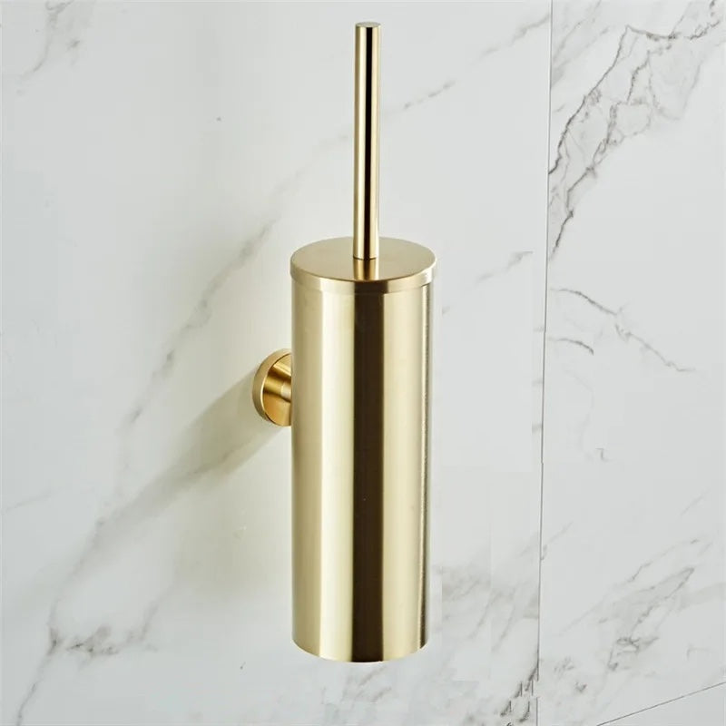 Wall-Mounted Stainless Steel Toilet Brush Holder for Modern Bathrooms