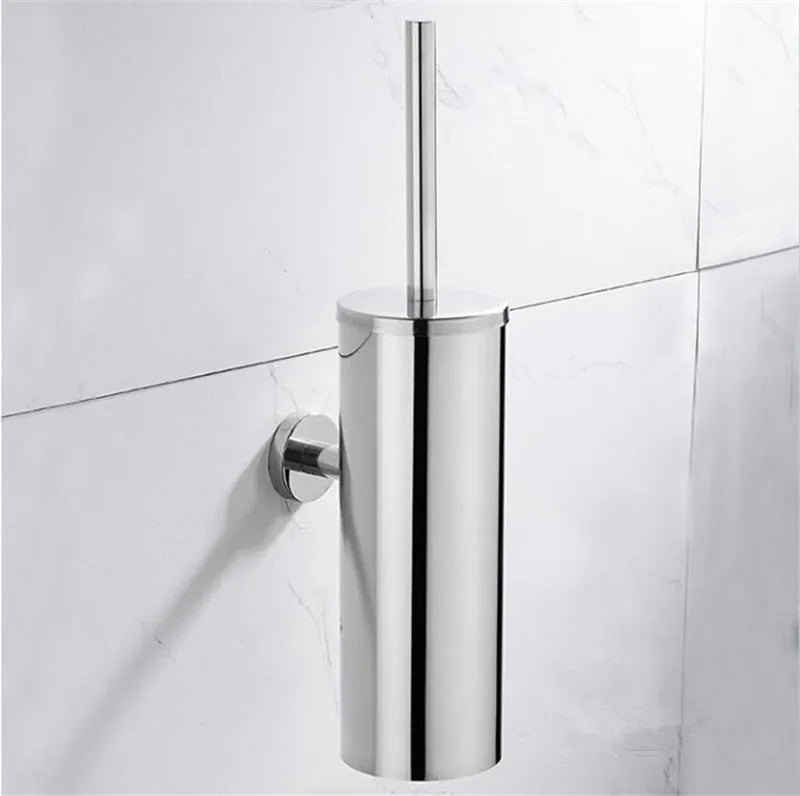 Wall-Mounted Stainless Steel Toilet Brush Holder for Modern Bathrooms