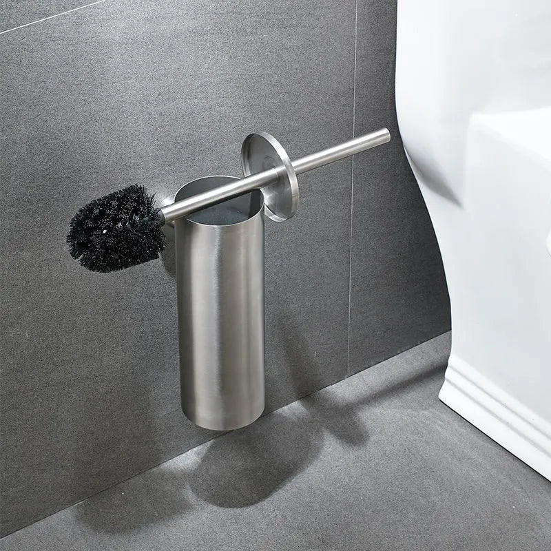 Wall-Mounted Stainless Steel Toilet Brush Holder for Modern Bathrooms
