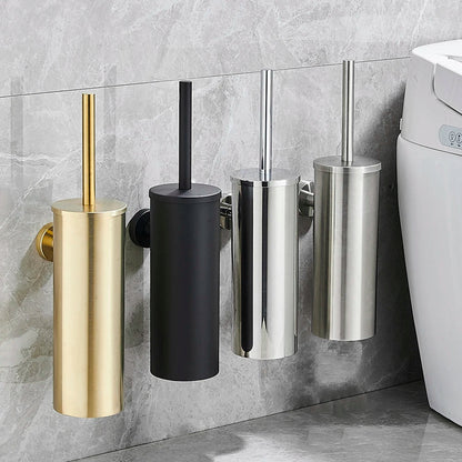 Wall-Mounted Stainless Steel Toilet Brush Holder for Modern Bathrooms