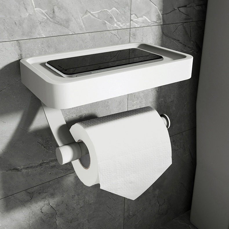Wall Mounted Toilet Roll Holder with Matte Black Finish and Storage Shelf