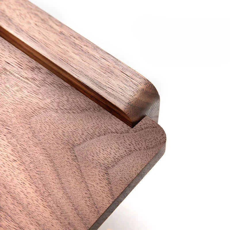 Wall-Mounted Walnut Wood Toilet Paper Holder with Integrated Shelf