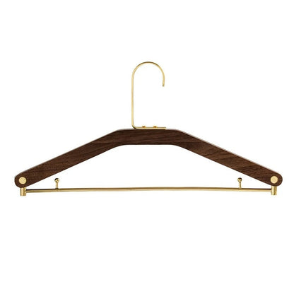 Walnut Wood and Brass Clothes Hangers for Stylish Wardrobe Organisation