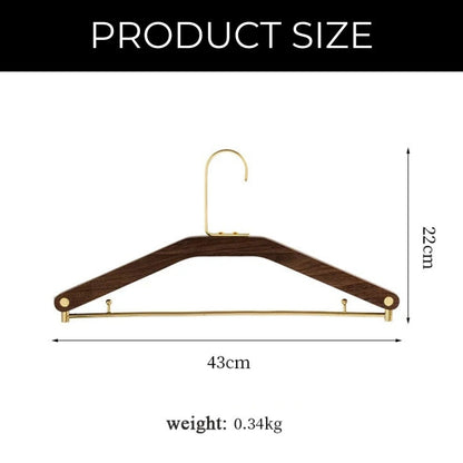 Walnut Wood and Brass Clothes Hangers for Stylish Wardrobe Organisation