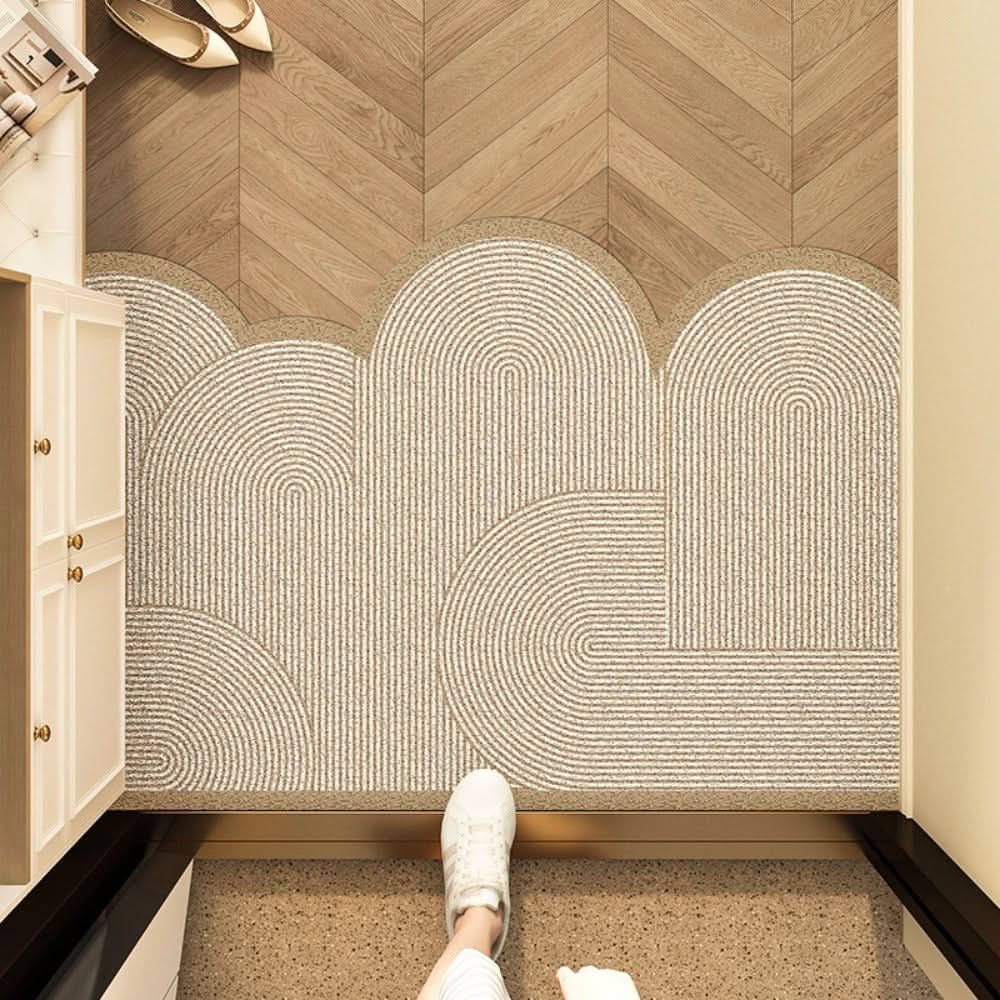 Washable PVC Door Mat with Floral Pattern and Non Slip Surface