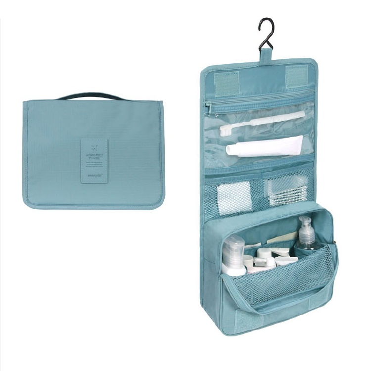 Water-Repellent Travel Cosmetic and Toiletry Bag with Hanging Hook