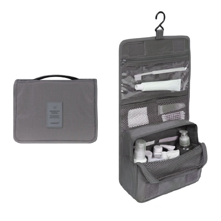 Water-Repellent Travel Cosmetic and Toiletry Bag with Hanging Hook