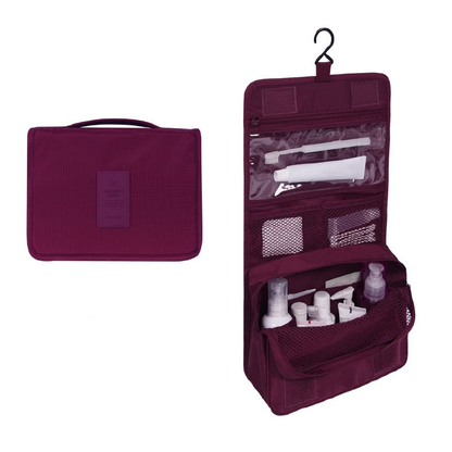 Water-Repellent Travel Cosmetic and Toiletry Bag with Hanging Hook
