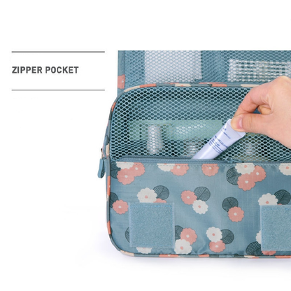 Water-Repellent Travel Cosmetic and Toiletry Bag with Hanging Hook