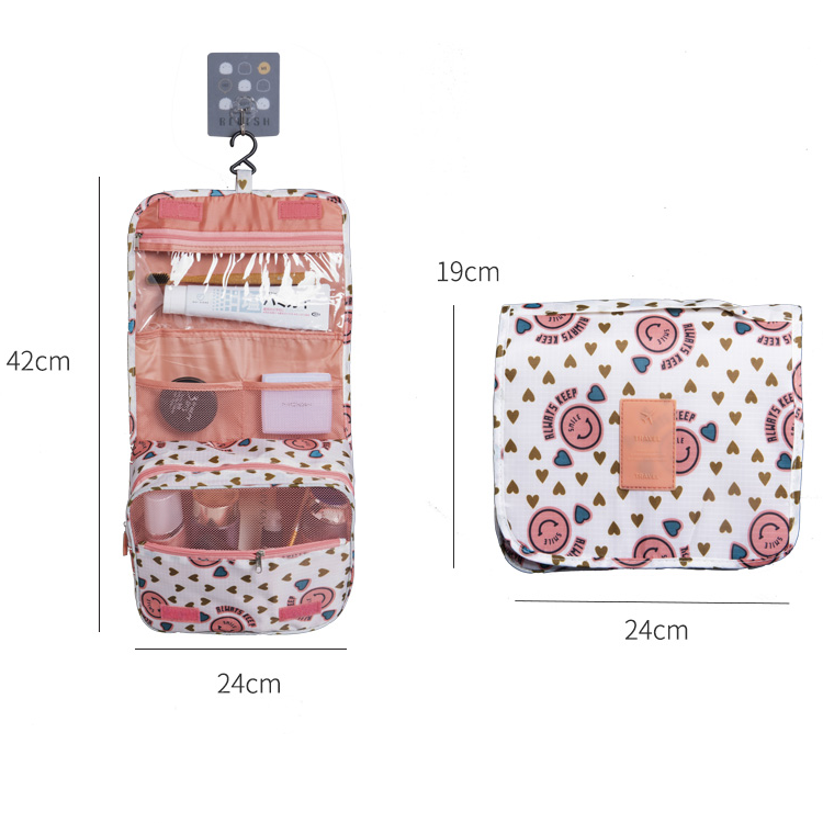 Water-Repellent Travel Cosmetic and Toiletry Bag with Hanging Hook