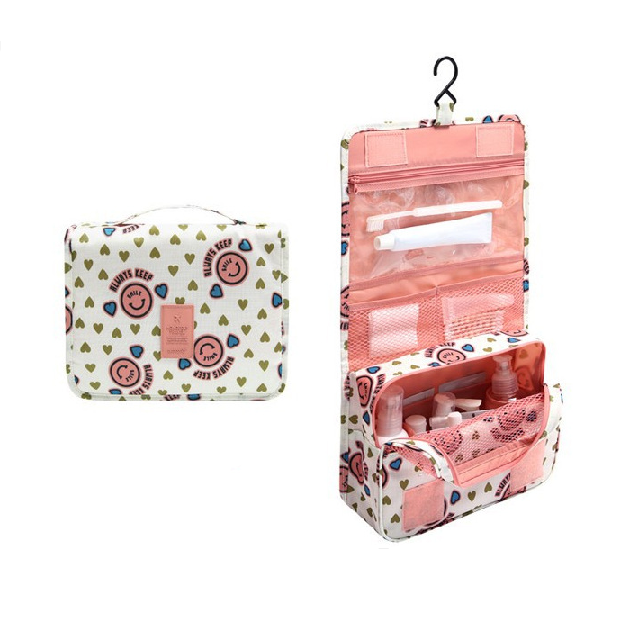 Water-Repellent Travel Cosmetic and Toiletry Bag with Hanging Hook