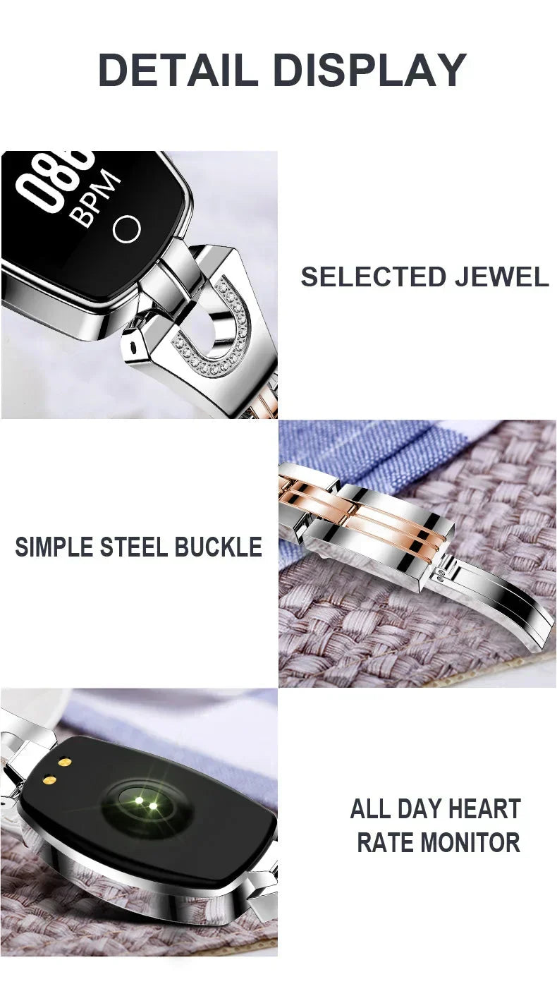Waterproof Fitness Tracker Smart Bracelet with Heart Rate and Activity Monitoring for Women