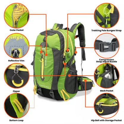 Waterproof Hiking Backpack – 40L - Lightweight & Durable for Outdoor Adventures