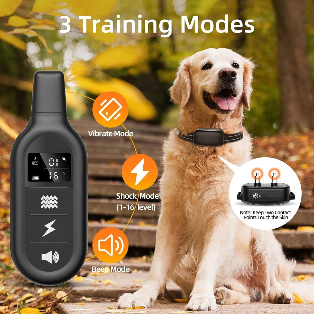 Waterproof Rechargeable Dog Training E-Collar with 1000m Remote Range