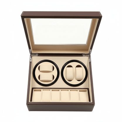 Werlona – Automatic Watch Winder Display Box with 4 Winding Slots and 6 Storage Slots