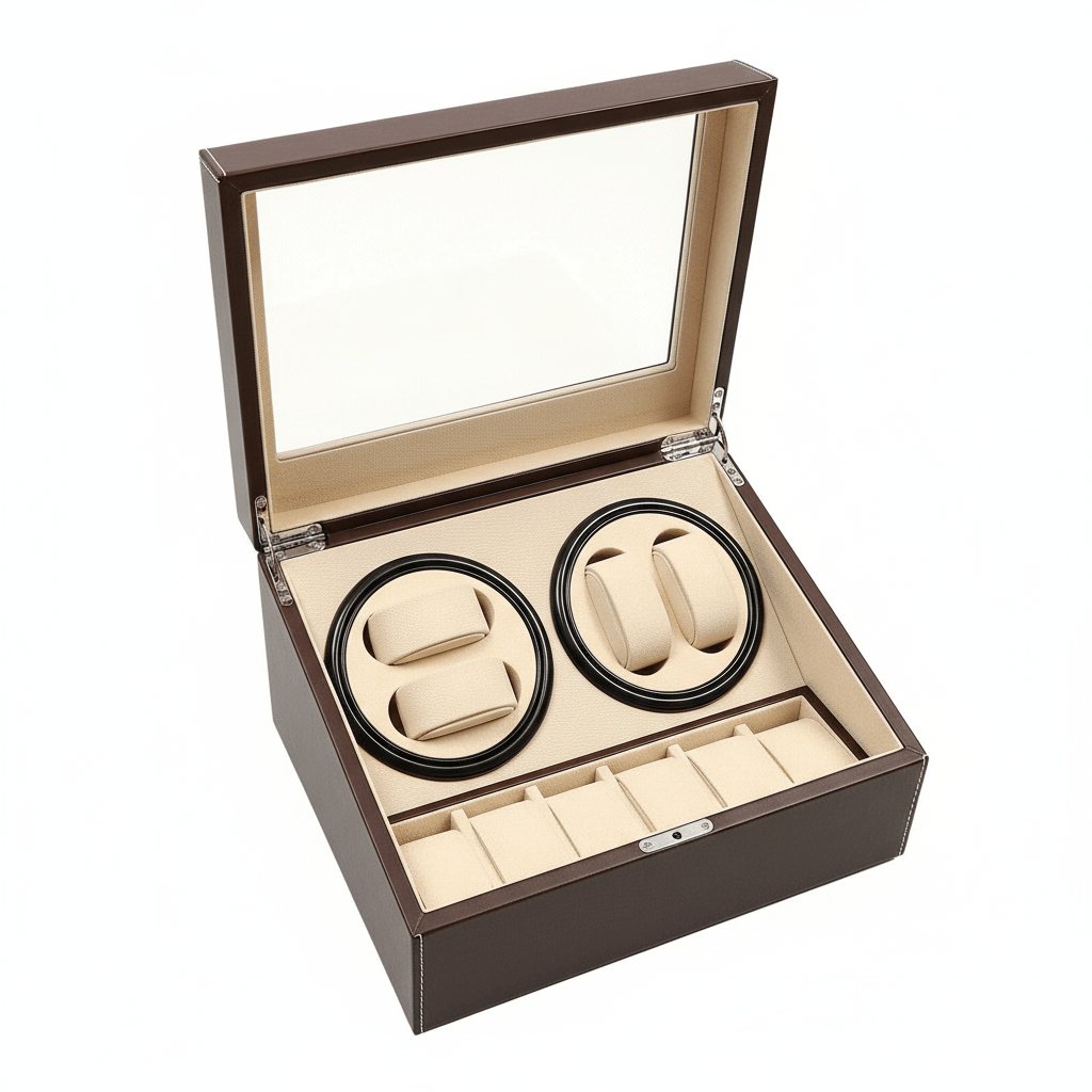 Werlona – Automatic Watch Winder Display Box with 4 Winding Slots and 6 Storage Slots