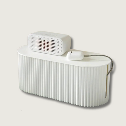 White Cable Management Box for Cables, Adapters and Power Strips