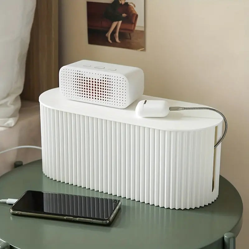 White Cable Management Box for Cables, Adapters and Power Strips