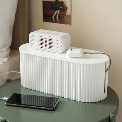 White Cable Management Box for Cables, Adapters and Power Strips