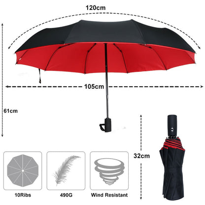 Windproof Storm Umbrella with Compact One-Handed Design