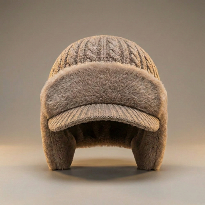 Winter Knit Trapper Hat Ear Flap Cap Visor Lightweight Cold Weather Outdoor Wear