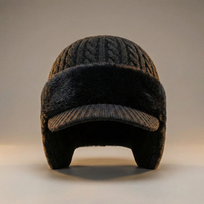 Winter Knit Trapper Hat Ear Flap Cap Visor Lightweight Cold Weather Outdoor Wear