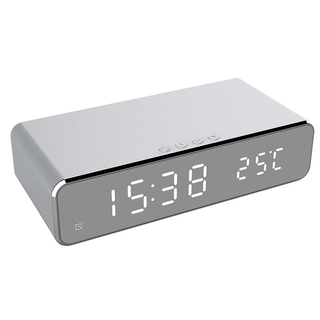 Wireless Charging Alarm Clock with Modern Compact Design