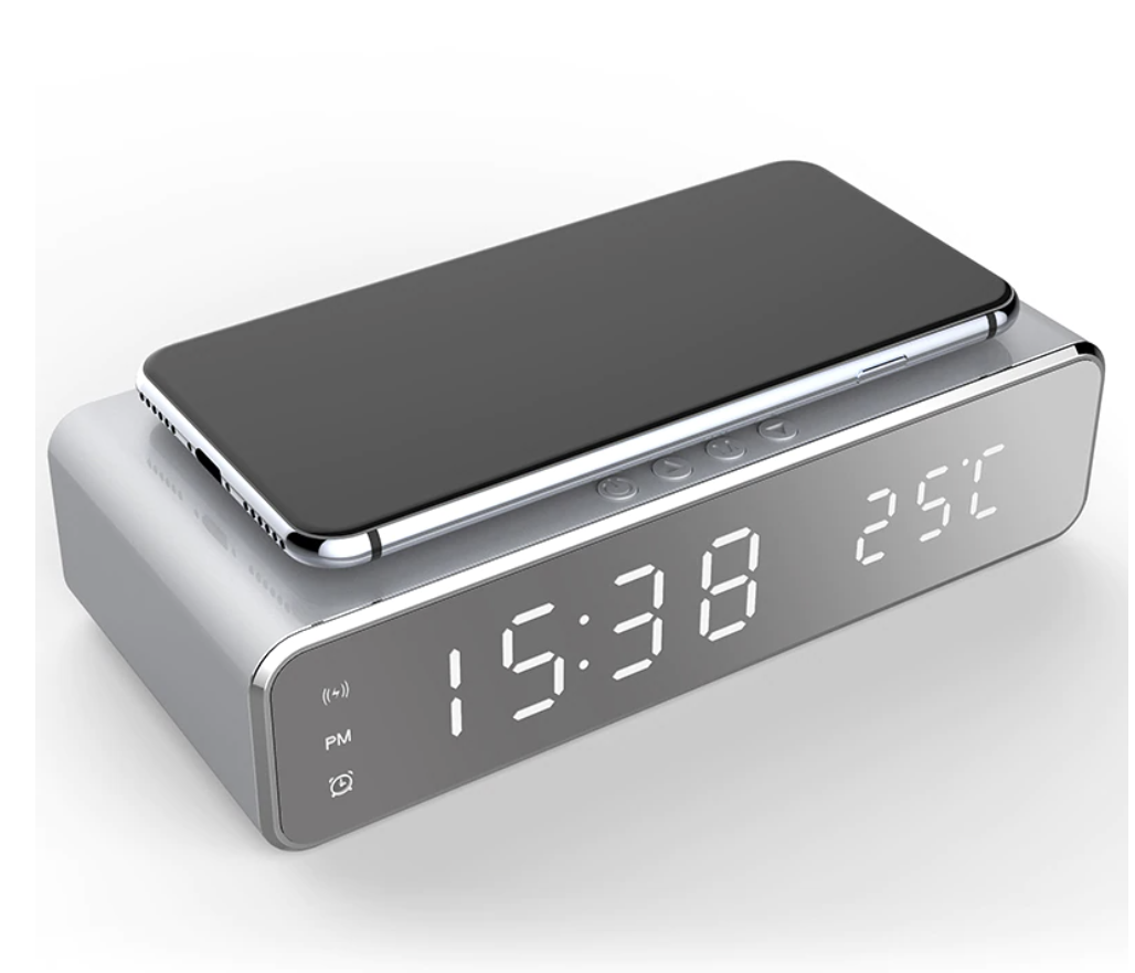 Wireless Charging Alarm Clock with Modern Compact Design