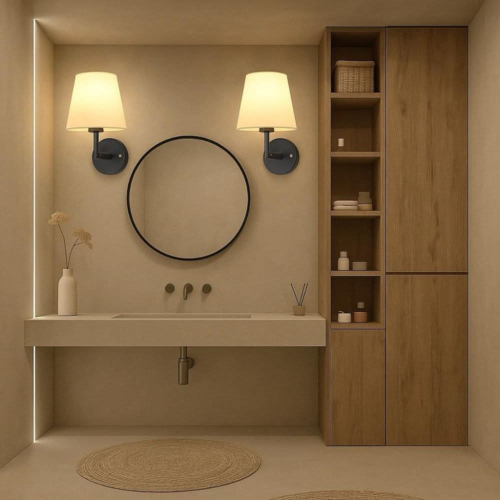 Wireless Fabric Wall Sconce Set with Dimmable 3 Colour Temperature Lighting and Remote