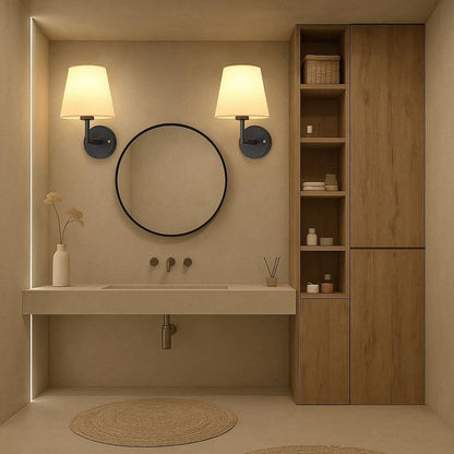 Wireless Fabric Wall Sconce Set with Dimmable 3 Colour Temperature Lighting and Remote