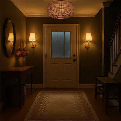 Wireless Fabric Wall Sconce Set with Dimmable 3 Colour Temperature Lighting and Remote
