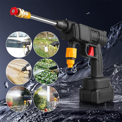 Wireless High-Pressure Spray Gun 22 Bar Portable Cleaning Washer with 2 Nozzles