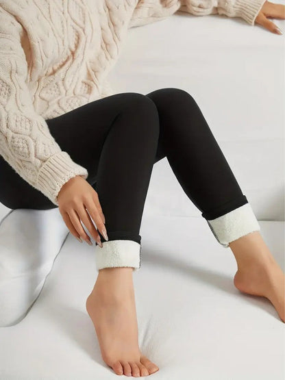 Women's High-Waisted Fleece Thermal Leggings for Winter Sports