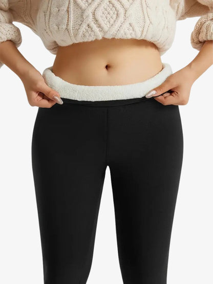 Women's High-Waisted Fleece Thermal Leggings for Winter Sports