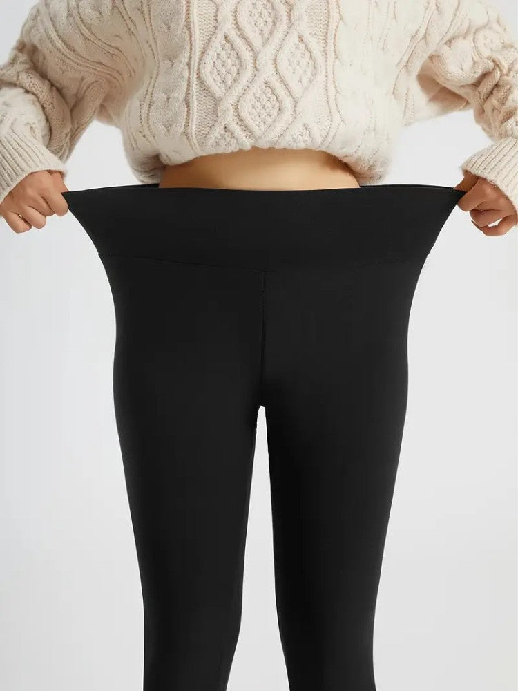 Women's High-Waisted Fleece Thermal Leggings for Winter Sports