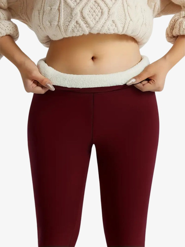 Women's High-Waisted Fleece Thermal Leggings for Winter Sports