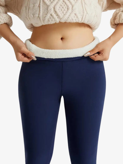 Women's High-Waisted Fleece Thermal Leggings for Winter Sports