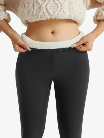 Women's High-Waisted Fleece Thermal Leggings for Winter Sports