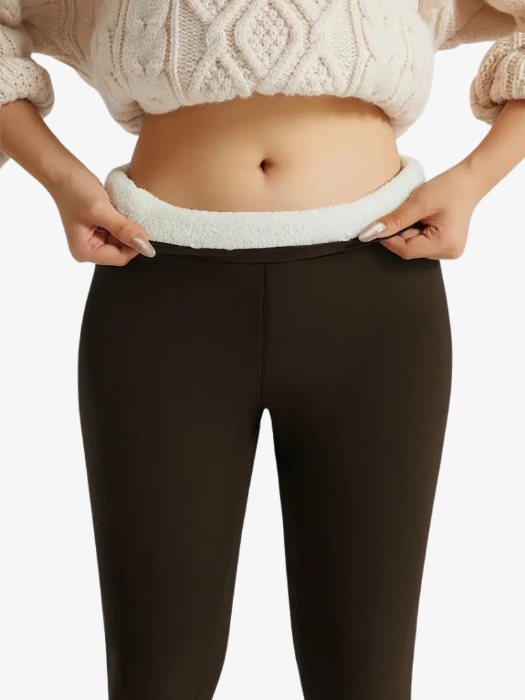 Women's High-Waisted Fleece Thermal Leggings for Winter Sports