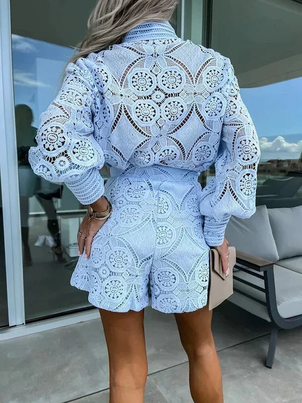 Women's Ibiza Two-Piece Summer Set with Boho Cutout Details