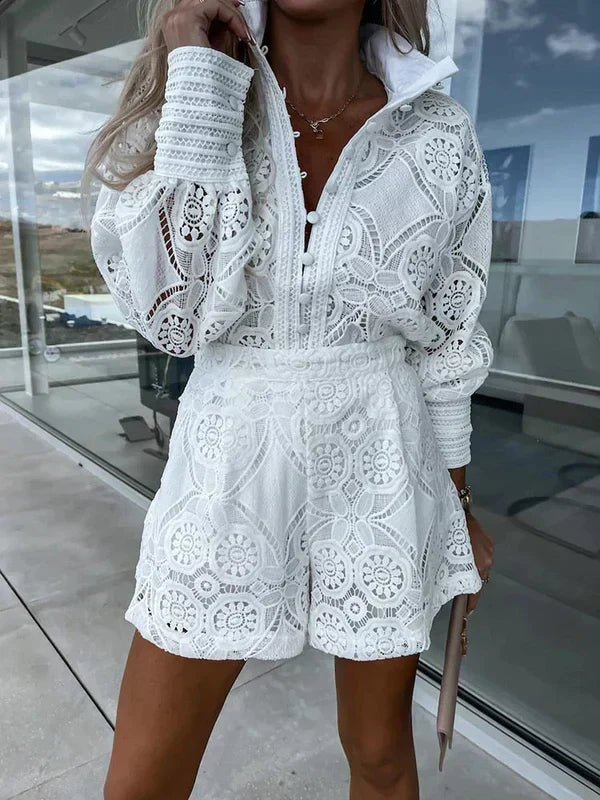 Women's Ibiza Two-Piece Summer Set with Boho Cutout Details